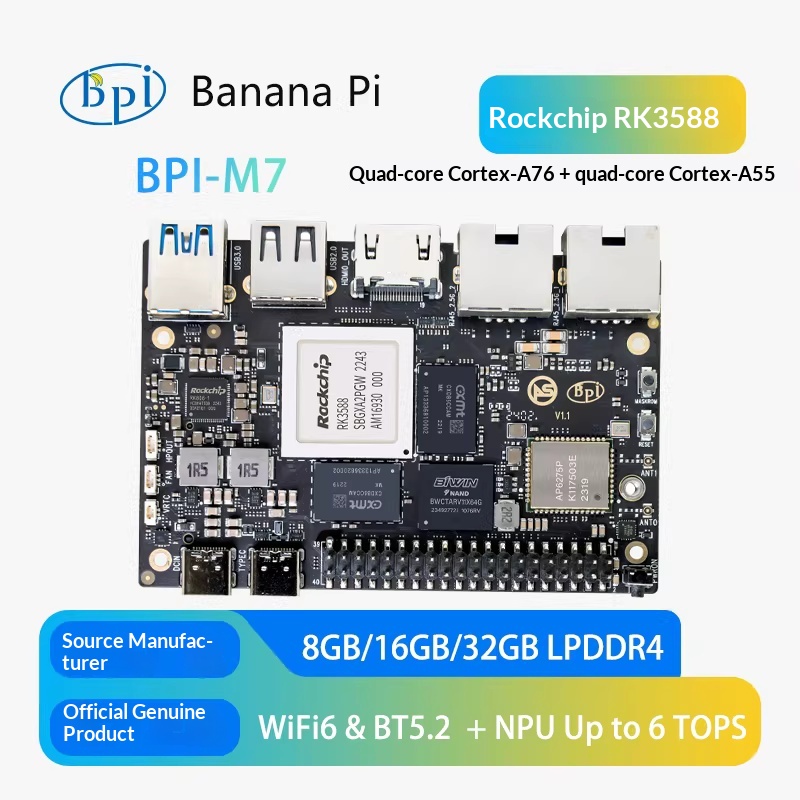 บอร์ดพัฒนา Banana Pi BPI-M7 Ro - Banana Pi Bpi M7 Rk3588 บทวิจารณ์และราคา